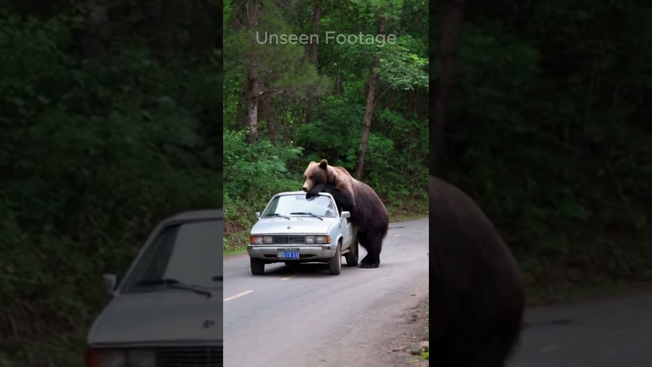 Bear Attack on Car near Jungle #yotubeshorts #shorts #wildlife #bear #animalattacks #jungle