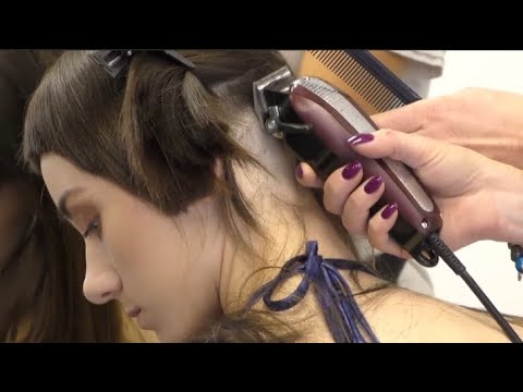 Beautiful girl headshave in barbershop || bald girl # Beautiful girl