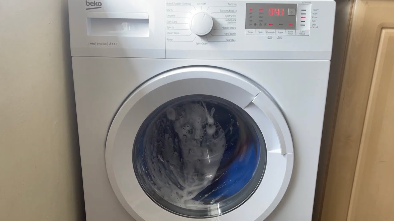 Beko WTG Cottons 90 prewash and extra rinse full load (longest cycle on the machine)