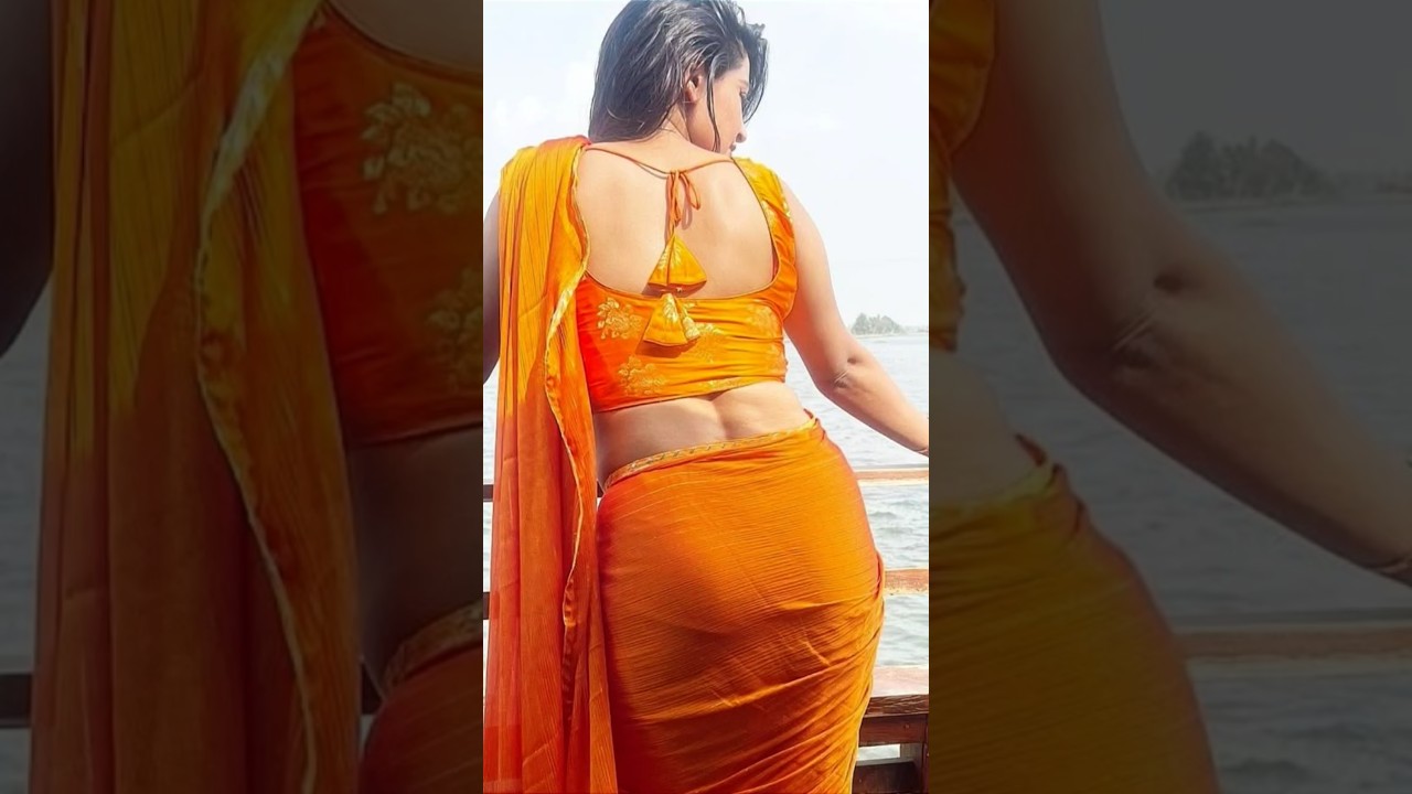 Bengali bhabhi in saree instagram viral reels satin saree reels wet saree backless #shorts
