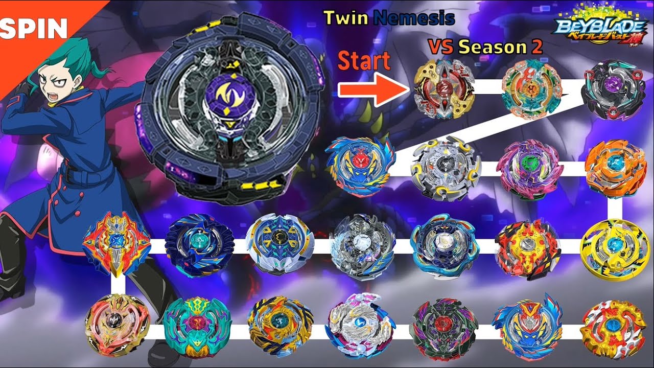 Beyblade Burst God Twin Nemesis VS ALL Season 2 marathon 베이블레이드 버스트 갓 트윈 네메시스 VS 올시즌2 마라톤 ベイブレードDB