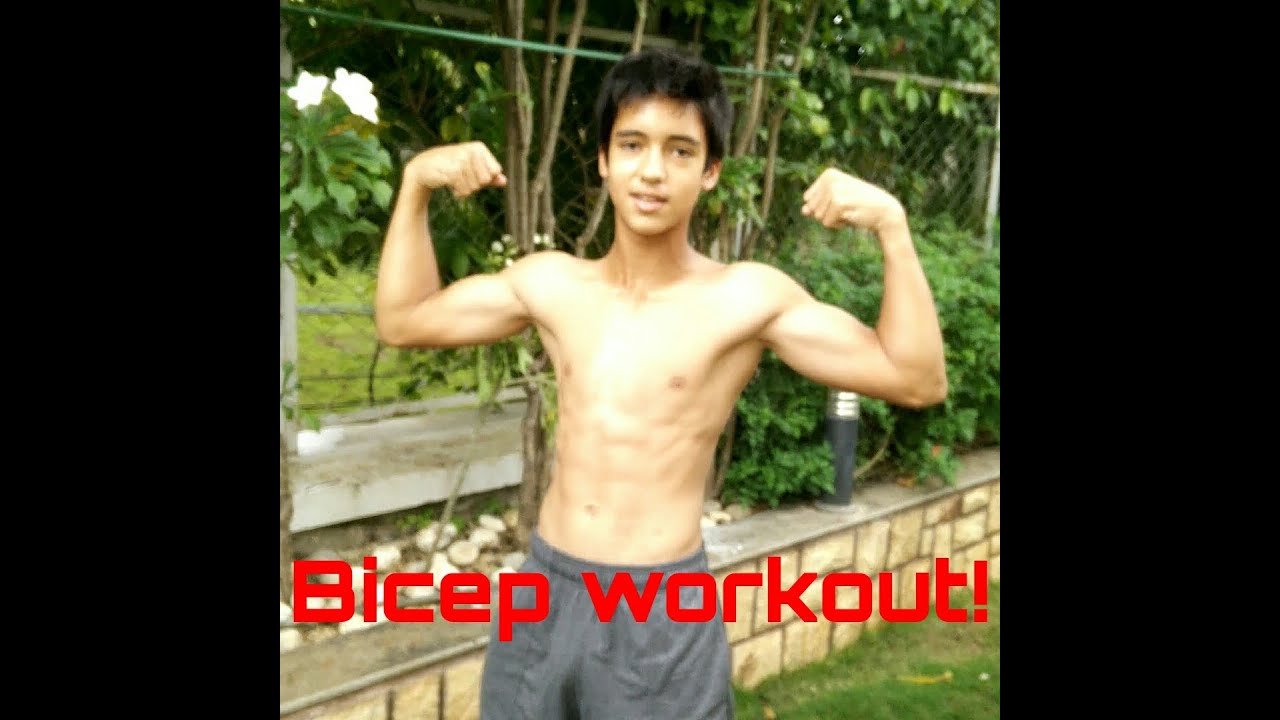 Bicep Workout W/ 14 Year Old Kyle Cummings | teen Bodybuilding