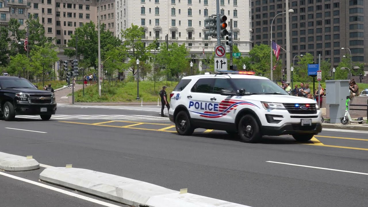 Biden's motorcade departs the White House for a visit to COVID vaccination clinic on June 21, 2022