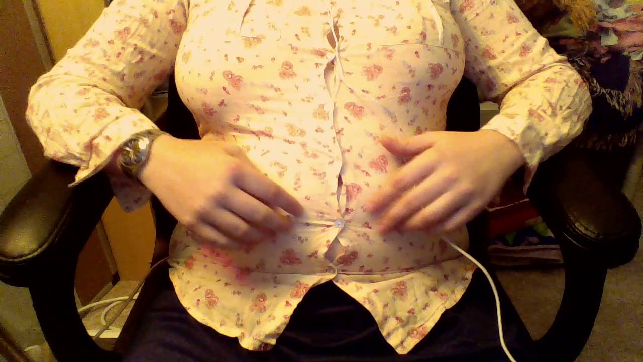 Big air belly inflation in tight button up!
