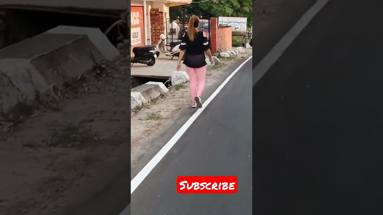 Big Booty Bhabhi Walking On Road #shorts