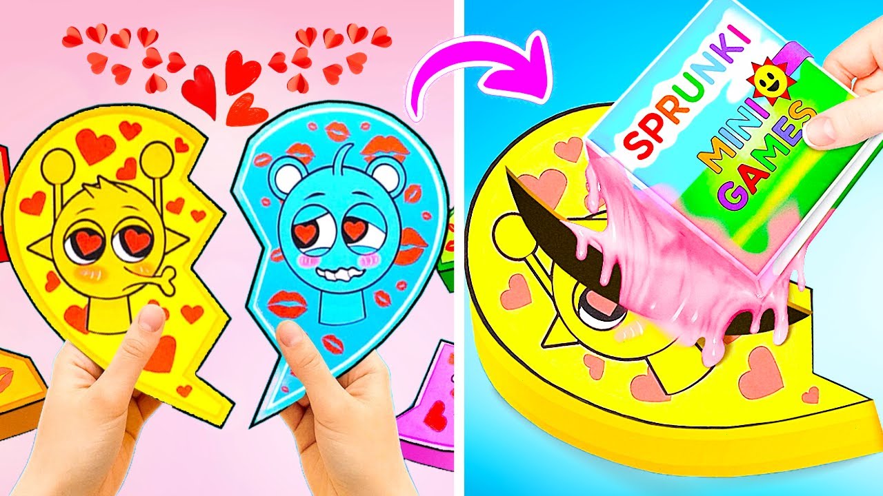 BIG SURPRISE inside Love Sprunki Mystery Box! *DIY Paper Crafts vs Squishy Mini Games*
