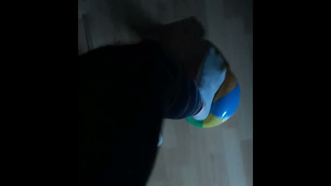 big teenboy foot pops beachball with stomps