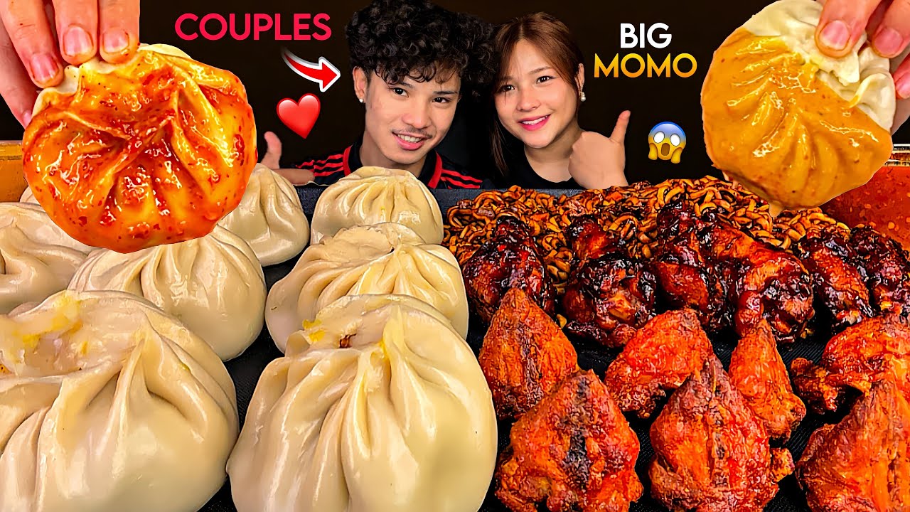 BIGGEST & JUICIEST BUFFALO MOMO MUKBANG WITH MY LOVE❤️🔥CHICKEN ASS + SPICY WINGS & BLACK BEAN