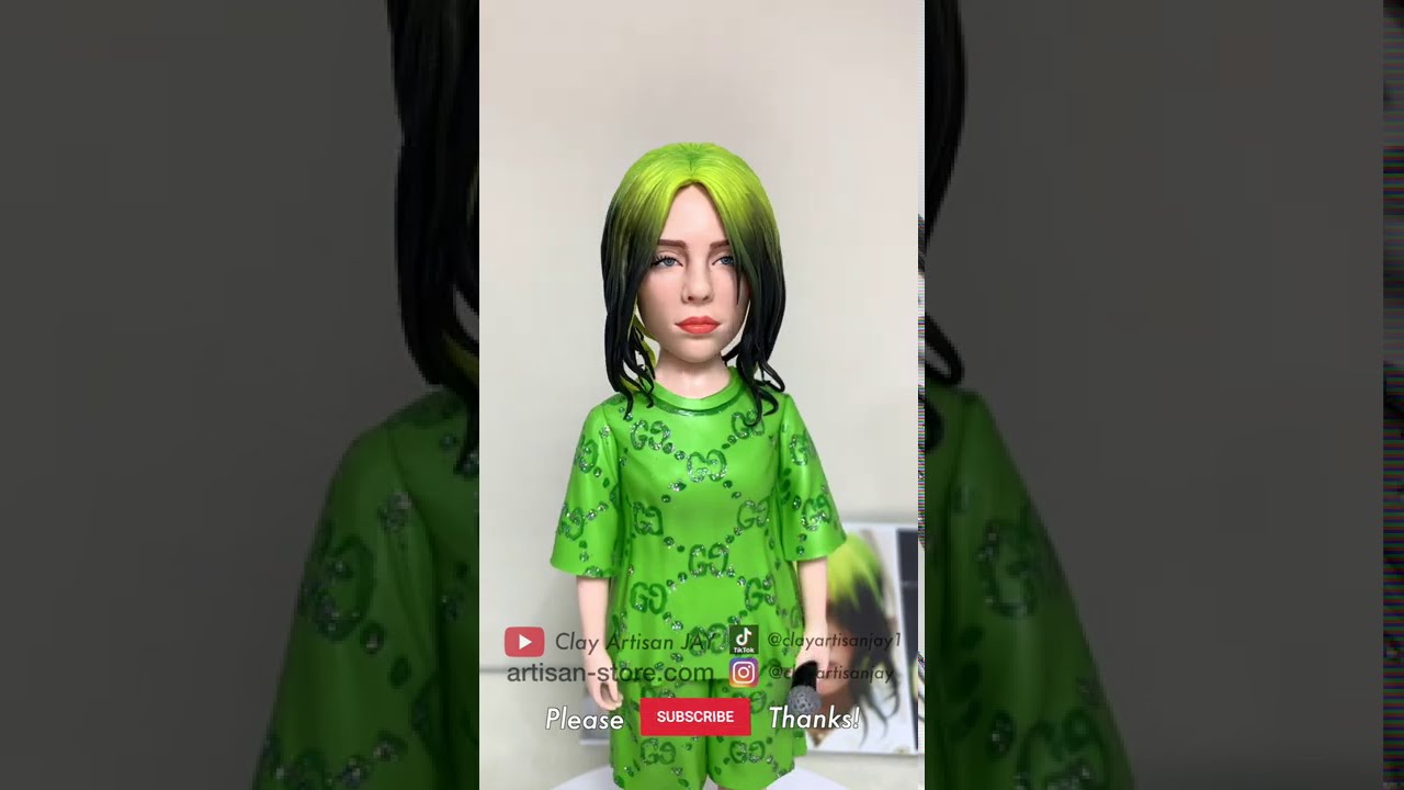 Billie Eilish made from polymer clay part 2, sculpture timelapse【Clay Artisan JAY】#Shorts