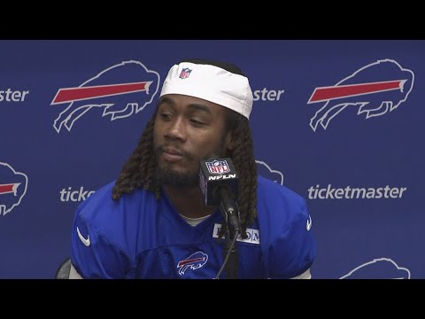 Bills player James Cook speaks to media Tuesday