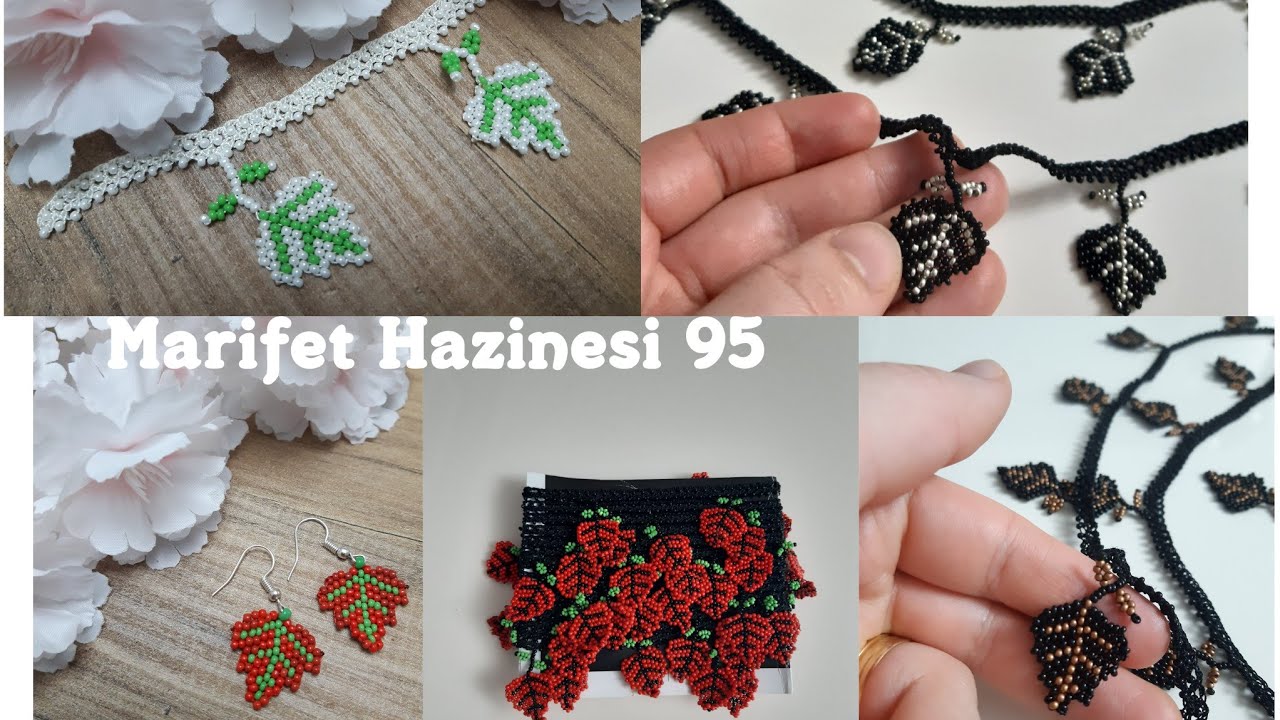 Bir videoda 2 model Kumboncuktan yaprak oyası modeli ve yaprak küpe modeli