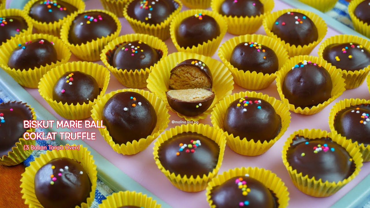 biskut marie ball 3 bahan je | biskut coklat truffle/chocolate truffle | malina lina pg