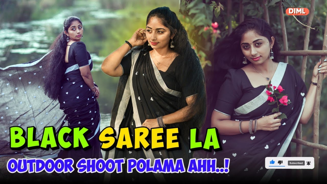 Black 🖤 Saree la.. Outdoor Shoot Polama Ahh..! 😉📸 || DIML || @SharmysVlogs #subscribe #shoot