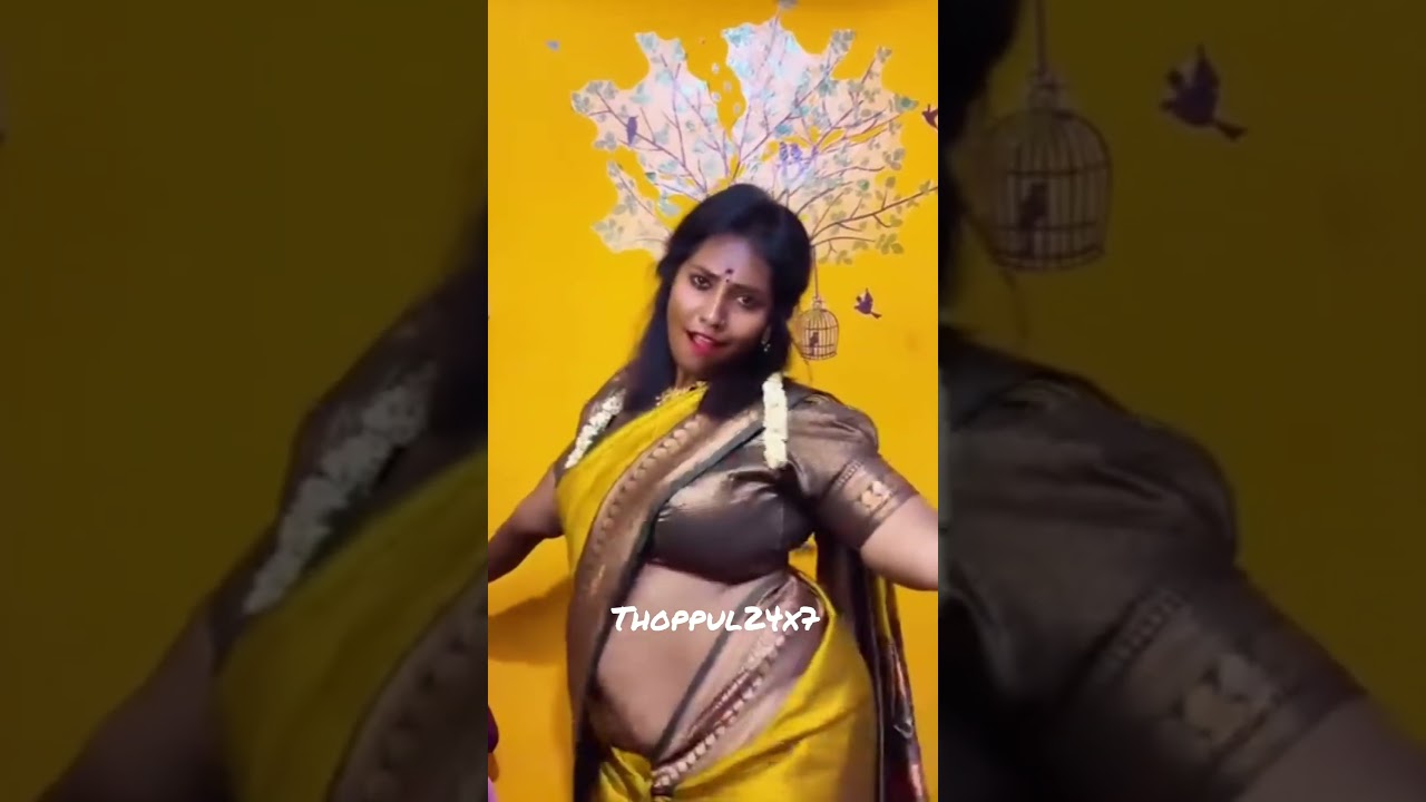 Black Dusky Aunty Showing Navel #navel #saree #rare #thoppul24x7 #everyonefollowers #reallifenavel