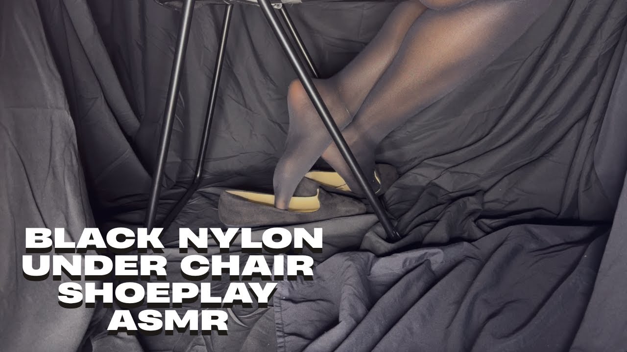 Black Nylon Under Chair Flats Shoeplay ASMR | Honey Golden ASMR