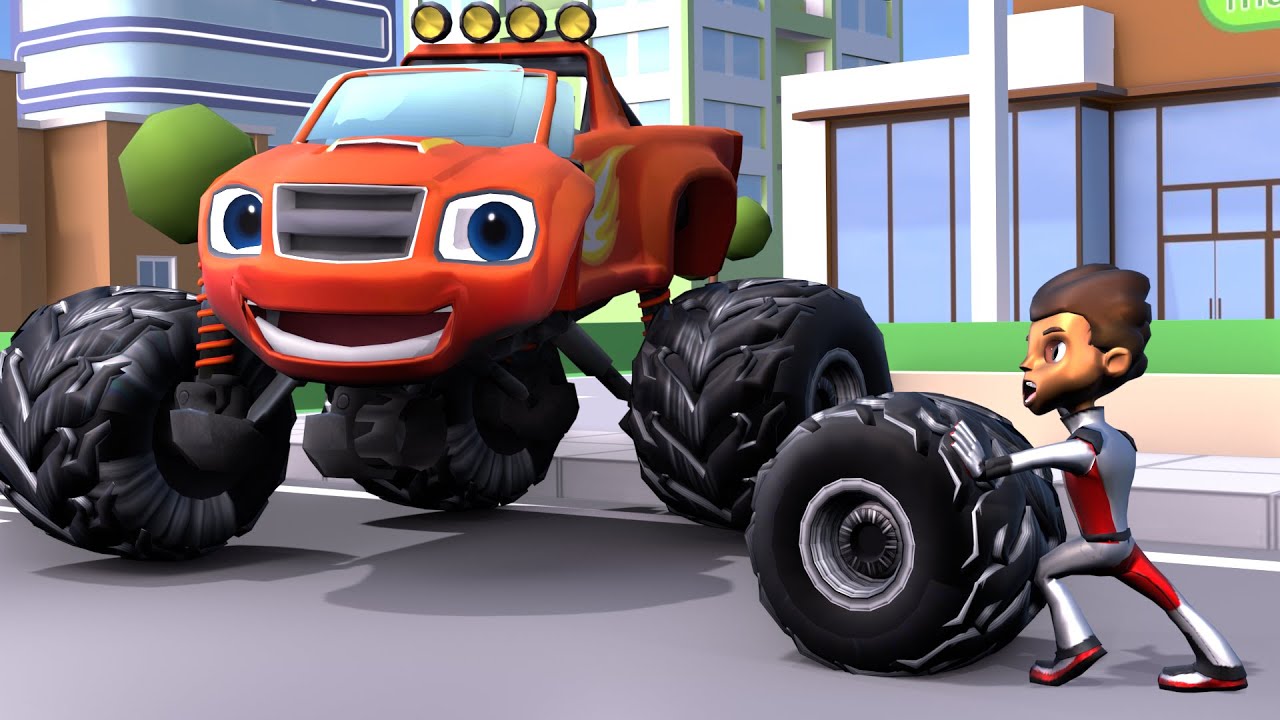 Blaze HELP ME!!! Red Monster Trucks Wheels Fall Off!! Story Blaze 3D Animation