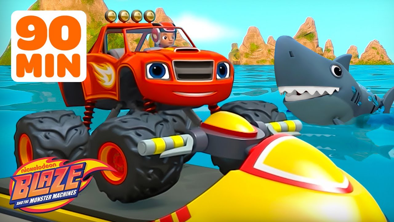 Blaze's Shark Rescue and MORE Water Missions! 🌊🦈 w/ AJ | 90 Minutes | Blaze and the Monster Machines