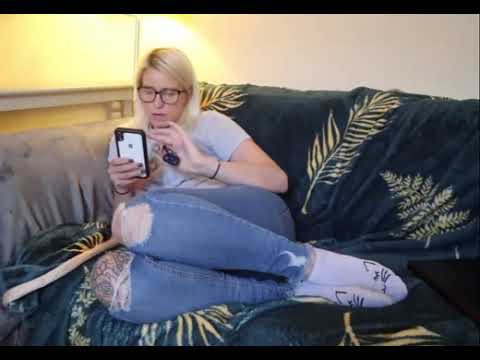 Blonde girl farting in sofa