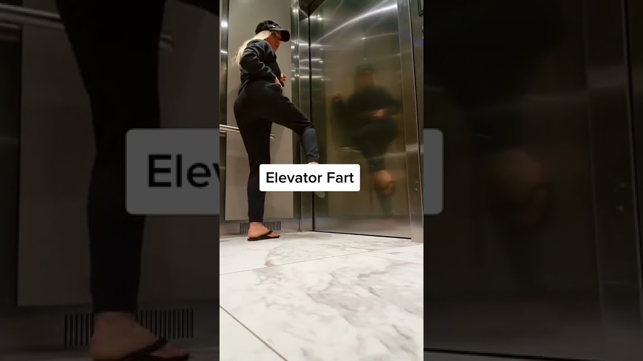Blonde Girl Farts in Elevator