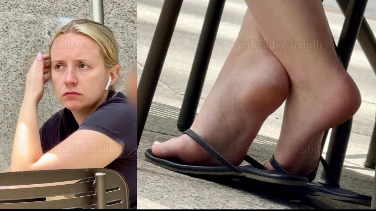 Blonde Lunch Break Flip Flops | Candid Feet S2E2