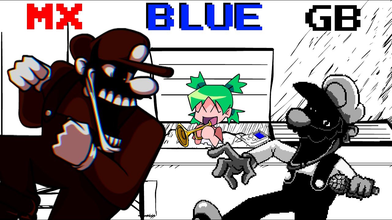 Blue but it's a MX and GB Mario Cover | FNF NuSky + Skyverse