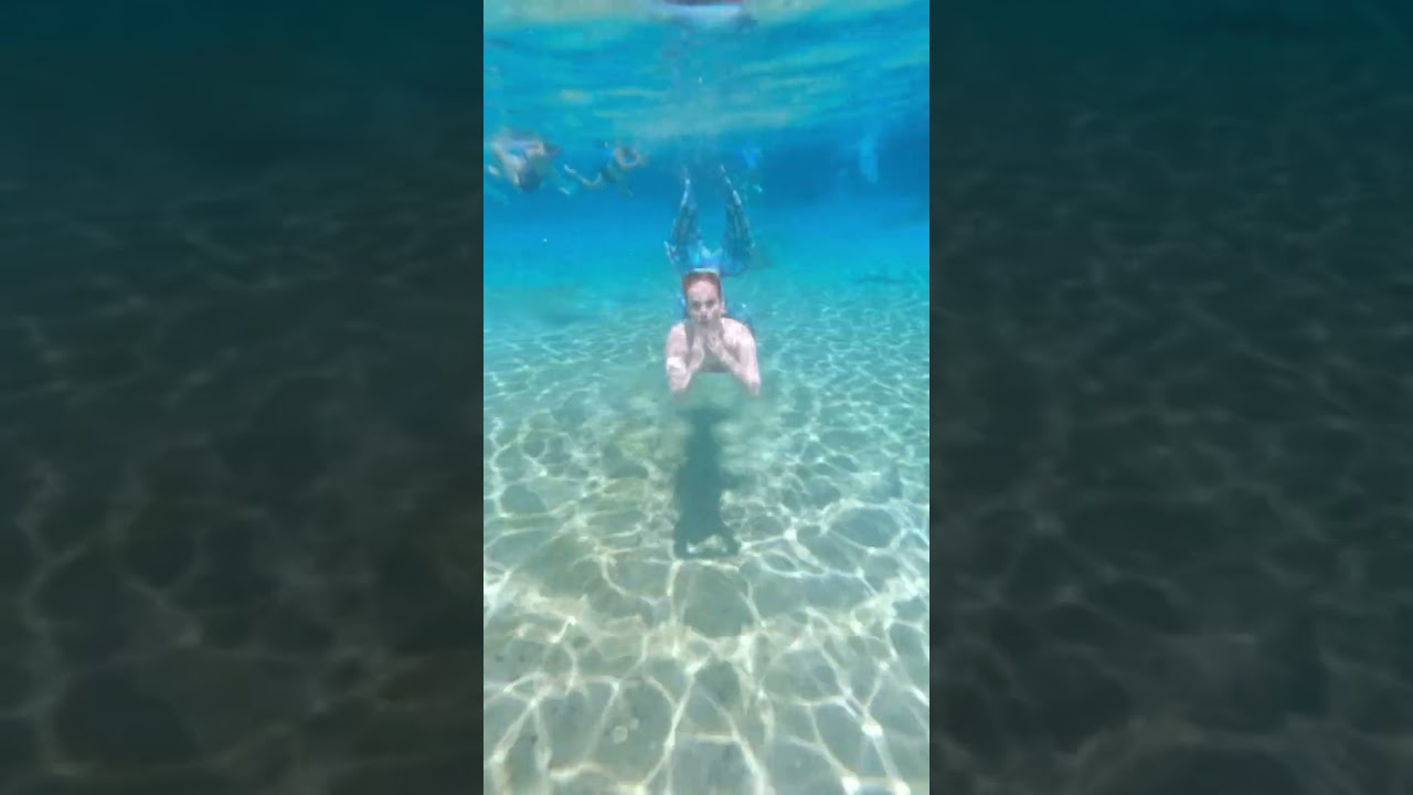 Blue mermaid dives and blows a bubble kiss #mermaid #shorts #mermaidtail #underwater #gopro