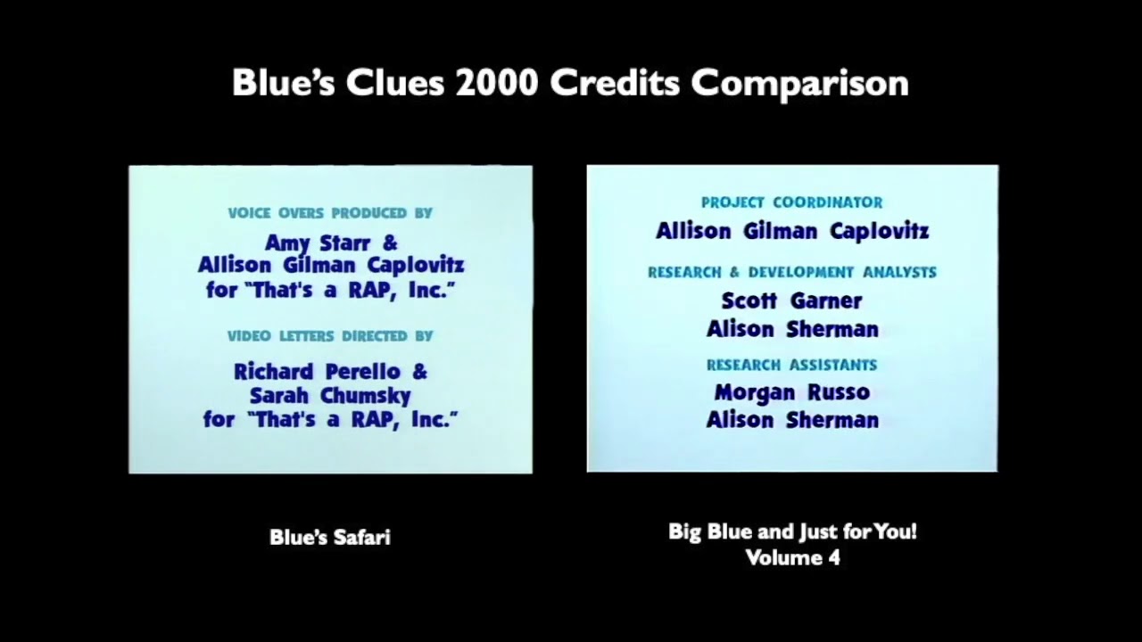 Blue's Clues 2000 VHS Credits Comparison