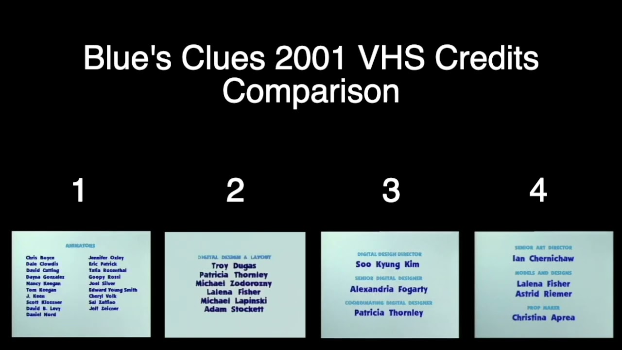Blue's Clues 2001 VHS Credits Comparison