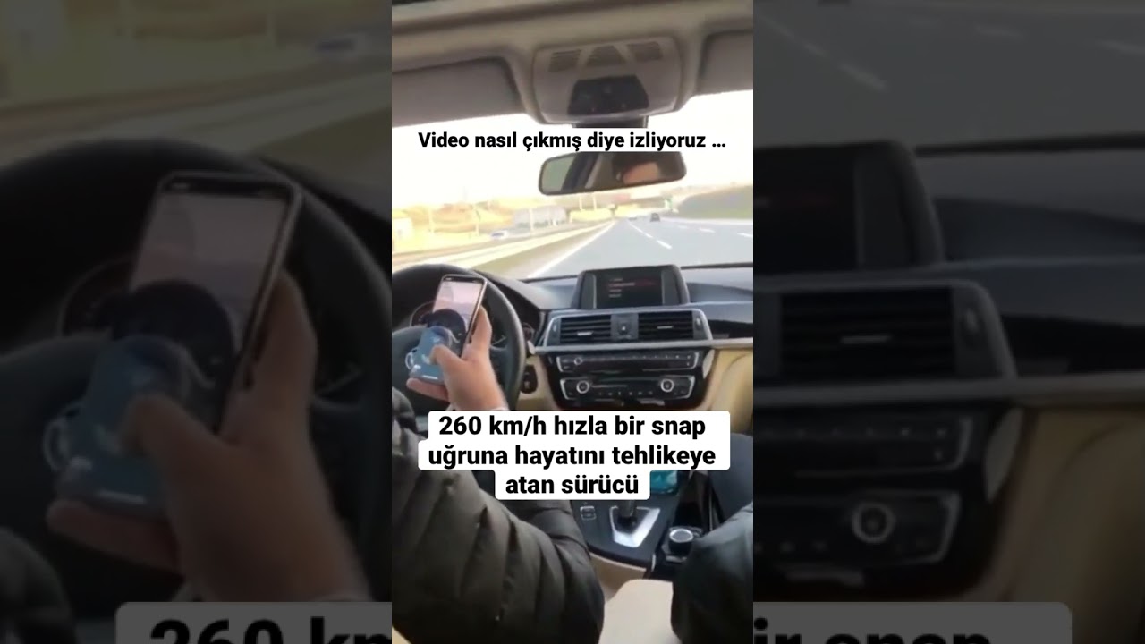 BMW sürücüsü otobanda 260 km/h hızla snap çekiyor . @hizlibilgikanali