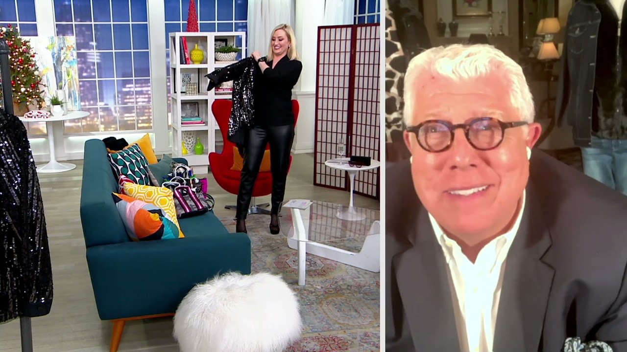 Bob Mackie Sequin Stripe Button-Front Shirt on QVC