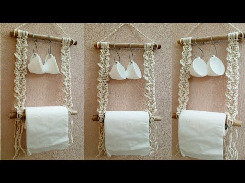 Boho Macrame  Tissue & Cup Holder | Multi-Purpose Wall Hanging Organizer