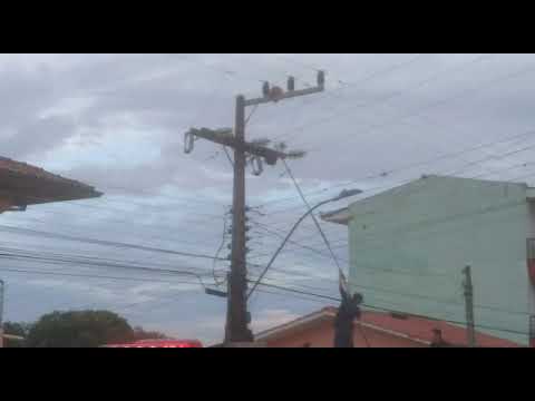 Bombeiro leva choque ao tentar retirar pássaro da rede elétrica em Capinzal