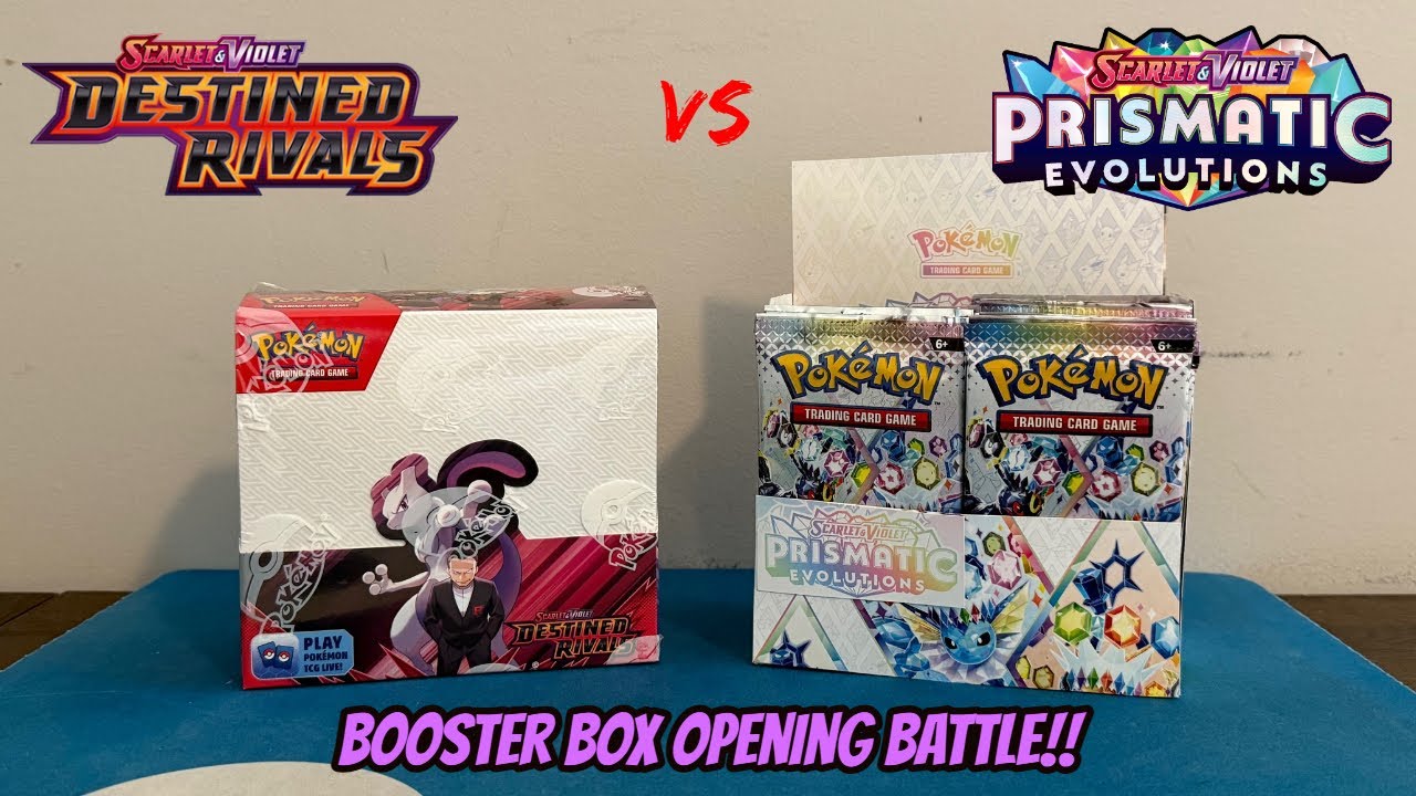 BOOM!! DESTINED RIVALS Booster Box vs. PRISMATIC EVOLUTIONS Booster Box Pokemon Card Opening Battle!