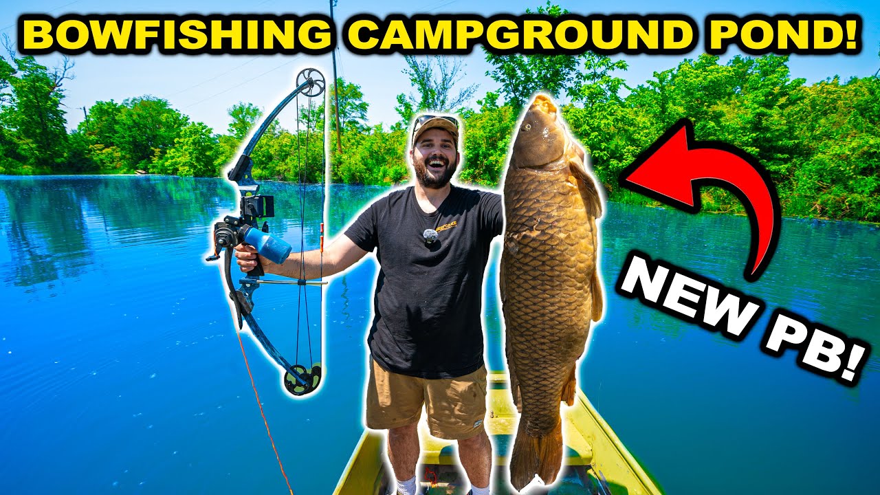 BOWFISHING the CAMPGROUND Pond for the FIRST TIME!!! (Catch Clean Cook)