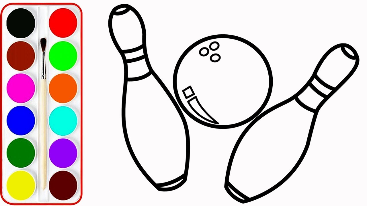 Bowling Drawing & Coloring For Kids - Coloring Pages For Children - Learn Drawing
