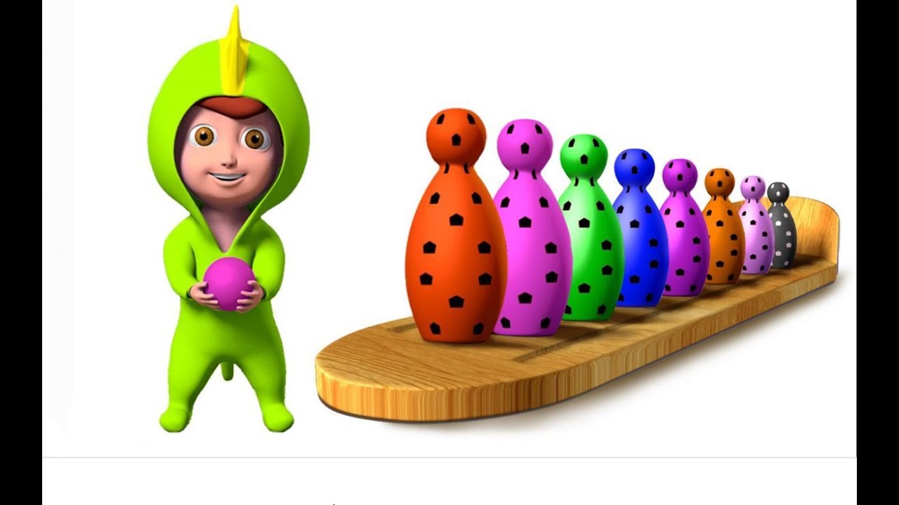 Bowling to Learn Colors with Dino Onezee Pyjama for Baby ! Baby Dino video for Kids