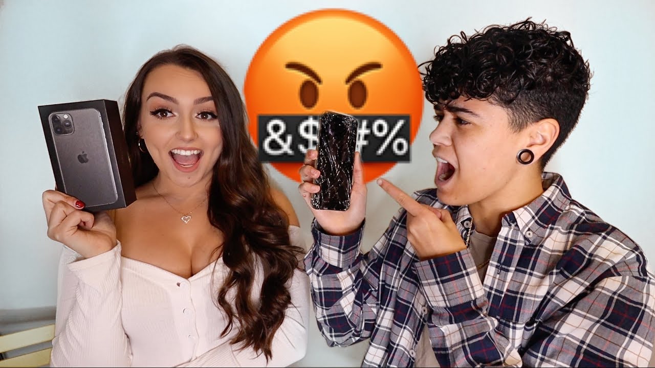 BREAKING My Boyfriend's Phone, Then Surprising Him With An iPhone 11