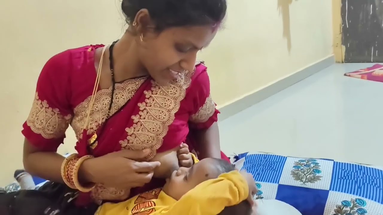 breastfeeding vlog indian village saree husband and wife