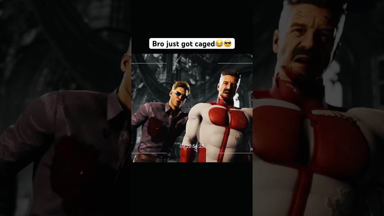 Bro Got caged 😳Johnny Cage Vs Omni-Man😎 #shorts #johnnycage #mk1 #omniman #memes #edits #funny