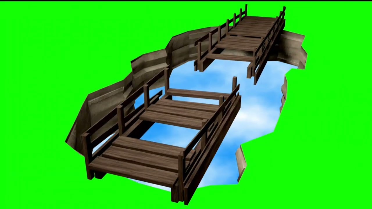 Broken wooden Bridge|GREEN SCREEN video|Chroma key video