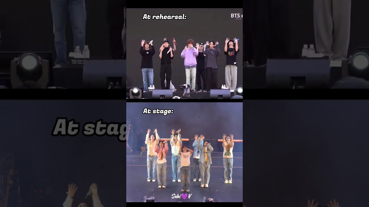 BTS energy level during rehearsal Vs Stage (Fire) 🔥 #bts #shorts