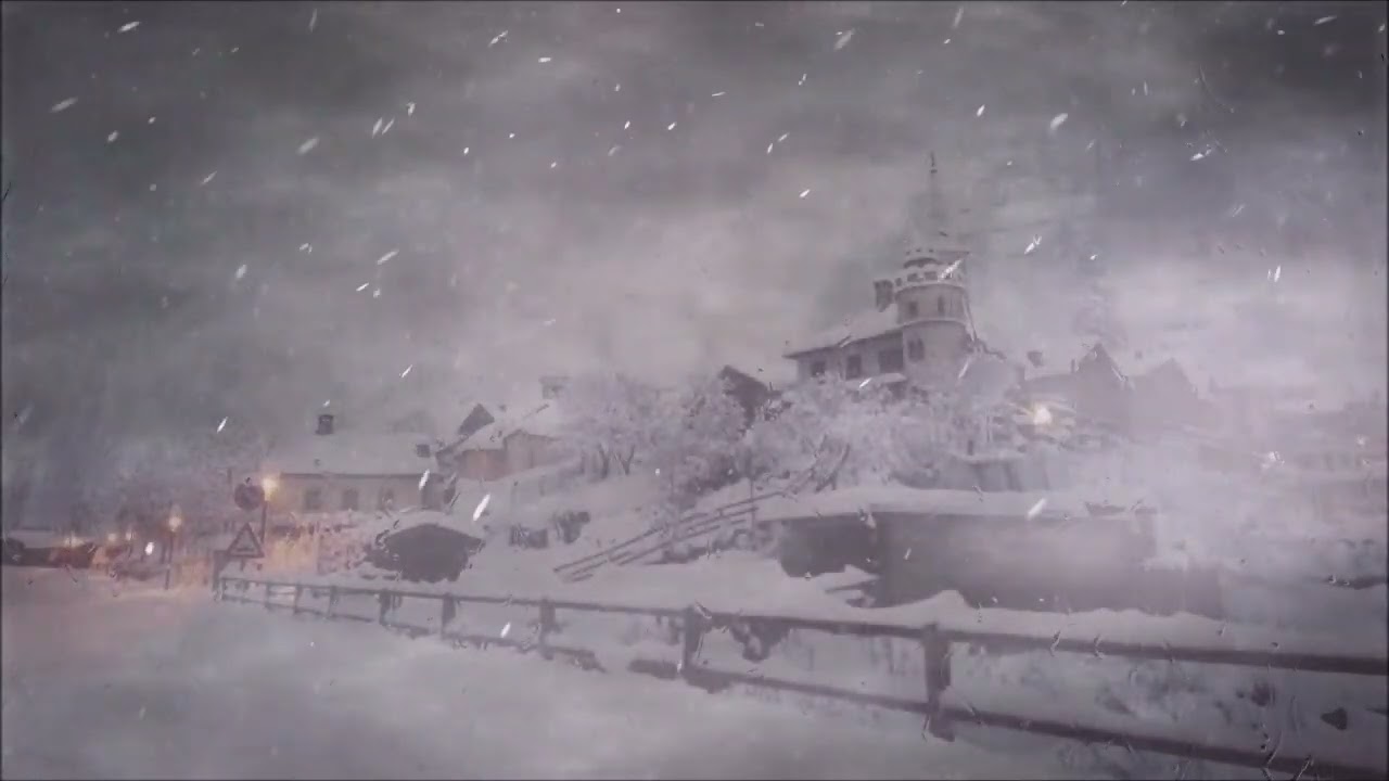 Bufera di neve e vento ululante su un piccolo villaggio italiano - Suoni naturali per dormire 10 ore