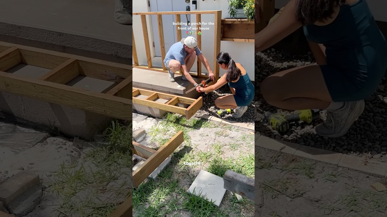 building a large wood porch to cover the old concrete steps diy deck makeover