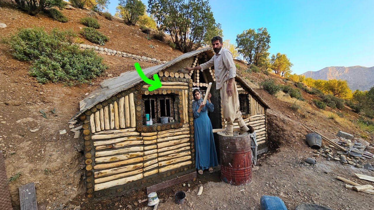 Building a resilient mother's shelter with natural wood in the mountains: The life of Iranian nomads
