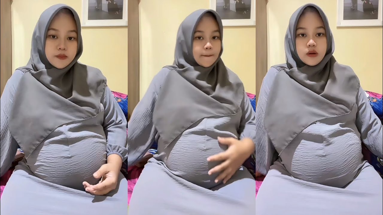 Bunda jilbab cantik hamil 9bulan live malam