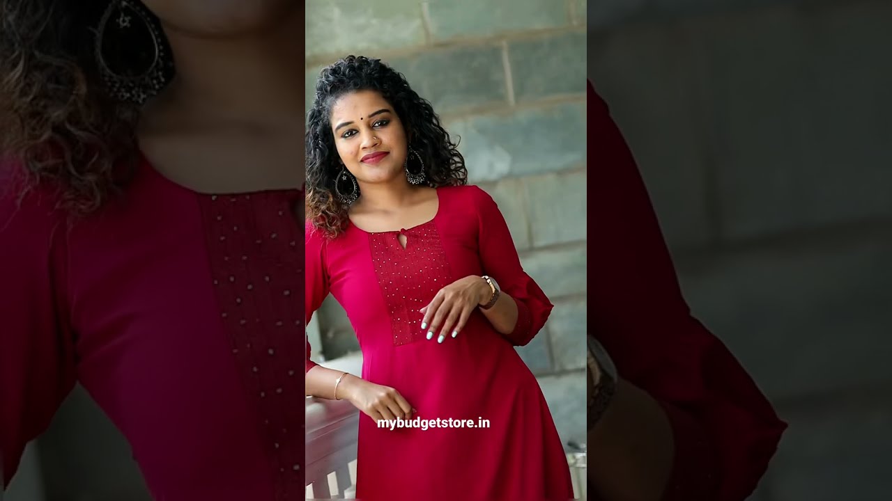 Burgundy/lavender Aline georgette kurti with designer sleeves