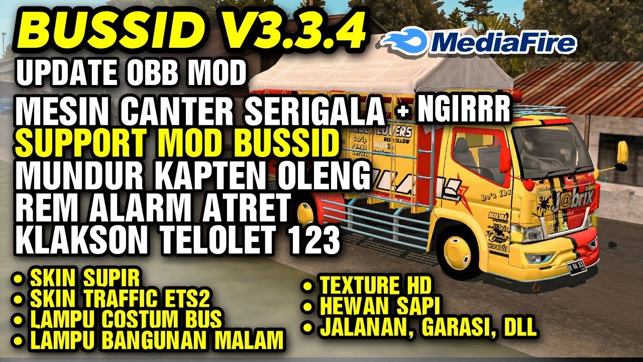 BUSSID V3.3.4 OBB MOD SOUND CANTER SERIGALA SUPPORT MOD + FULL TEXTURE HD DLL