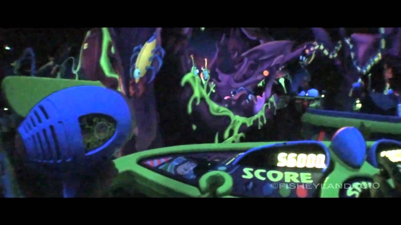 Buzz Lightyear Astro Blasters full ride thru 1080p - Disneyland, USA