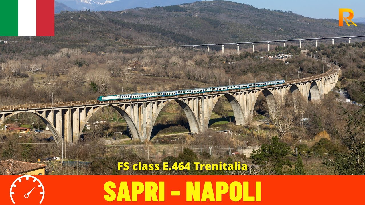 Cab Ride Sapri - Naples (Naples-Salerno-Reggio di Calabria Railway-Italy) train driver's view in 4K