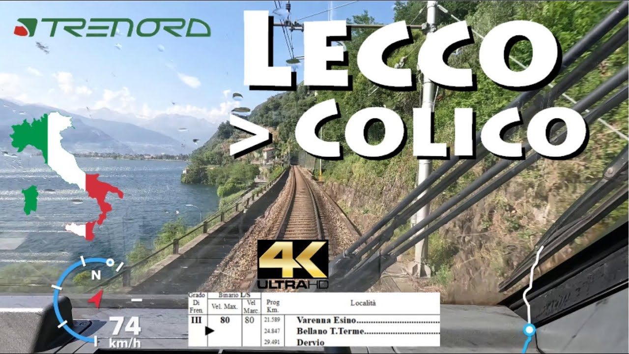 CABRIDE 4K 🇮🇹 Lecco - Colico / Veltlinbahn - Ferrovia della Valtellina / RE8 Trenord 🏞 Italia Italy